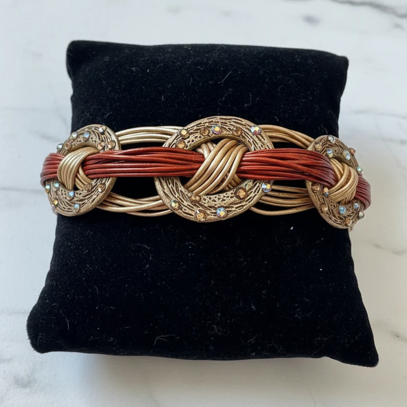 Artisan Statement Bracelet with Champagne Accent Crystals