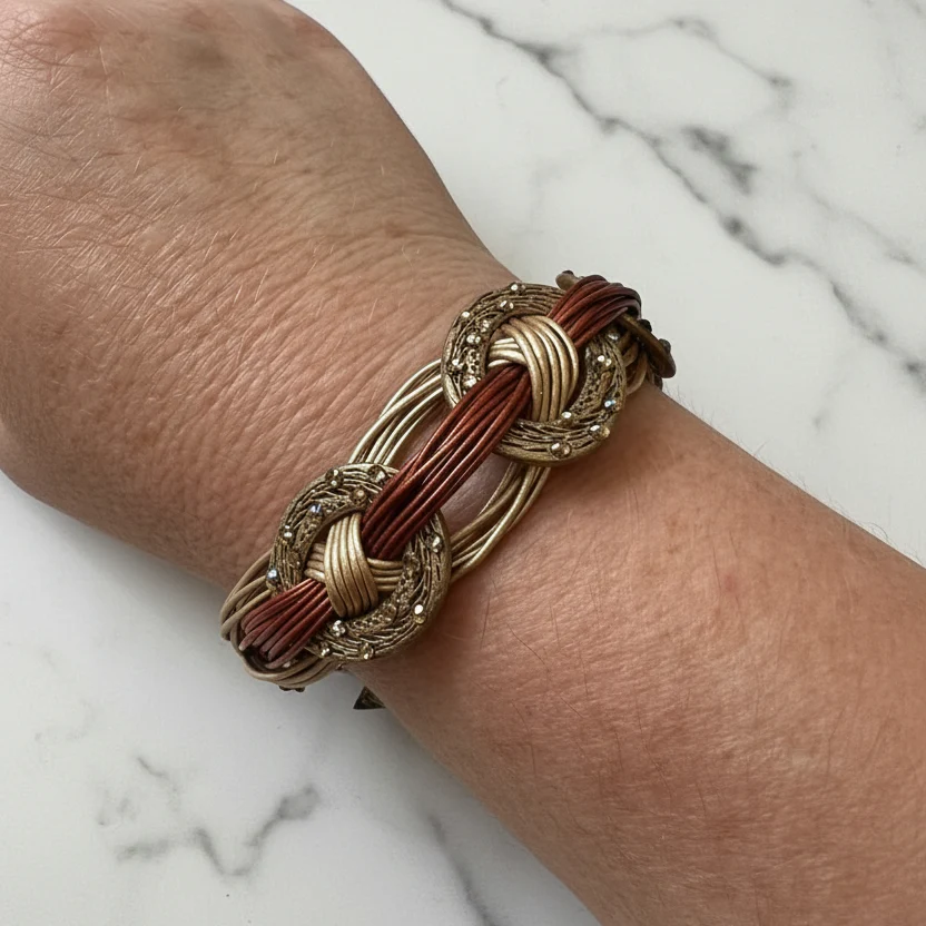 Artisan Statement Bracelet with Champagne Accent Crystals - Image 3