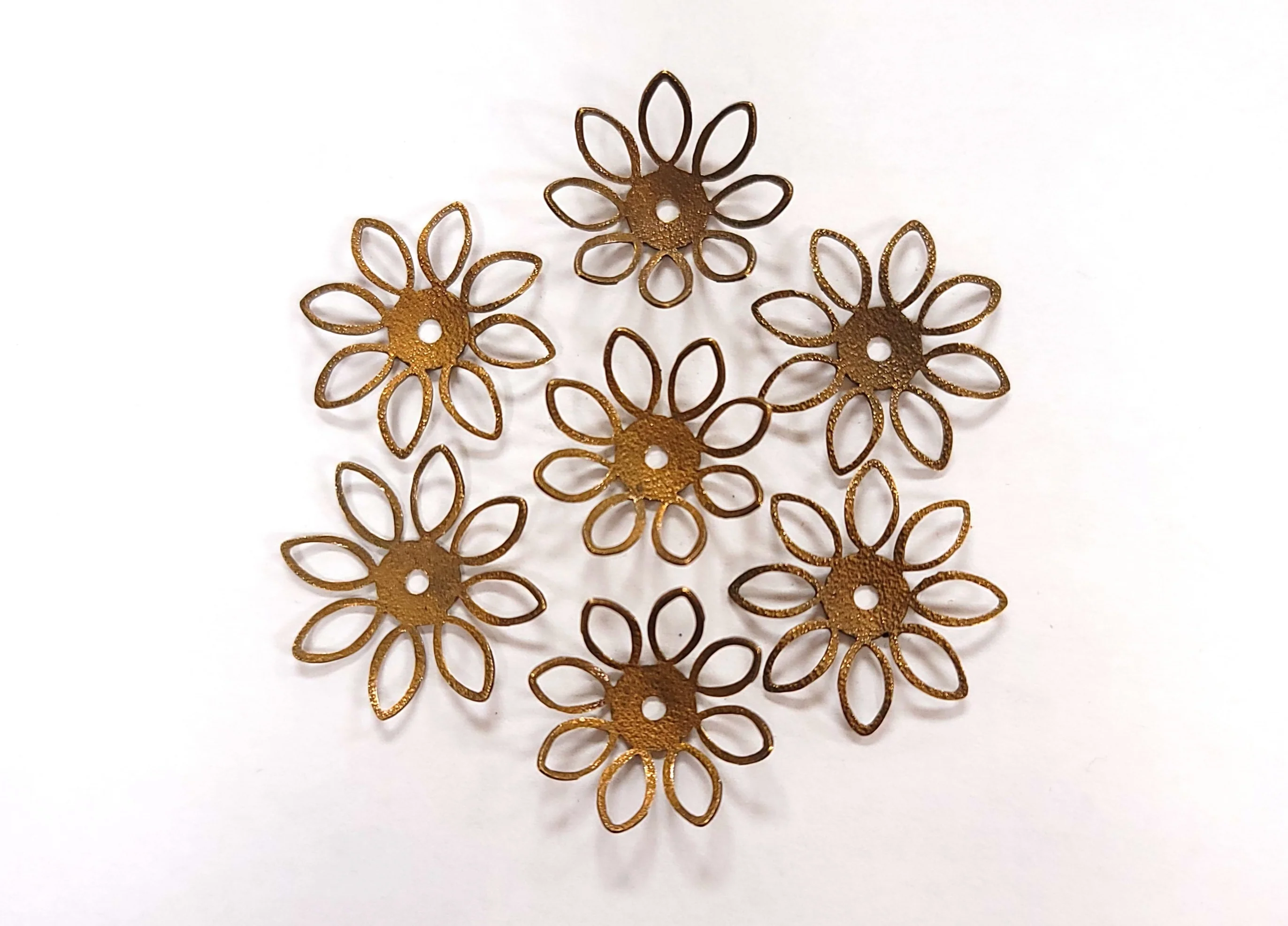 Brass Flower Open Petal w/ Hole Component