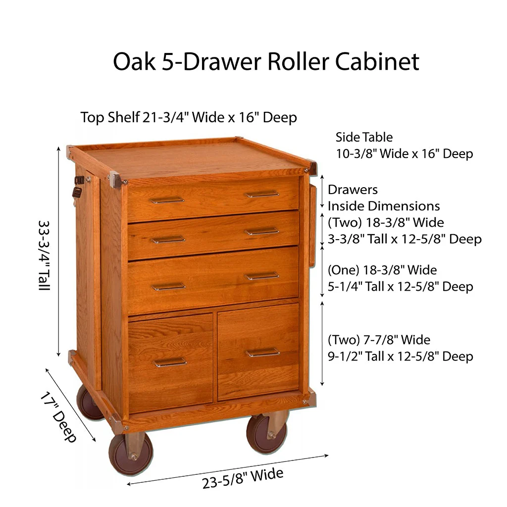 Dark Oak 5-Drawer Roller Cabinet GI-R20-D - Gerstner International - Image 6