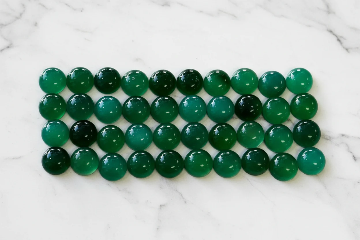 Green Agate Cabochons 8mm Pack of 42
