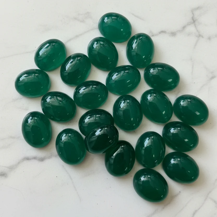 Green Agate Cabochons Oval Pack of 46 - Image 2