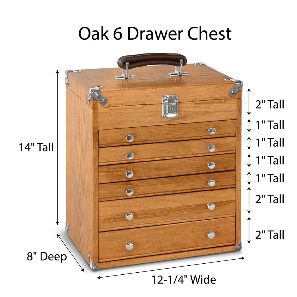 Oak 6-Drawer Mighty Portable Top Chest T16, Gerstner International - Image 2