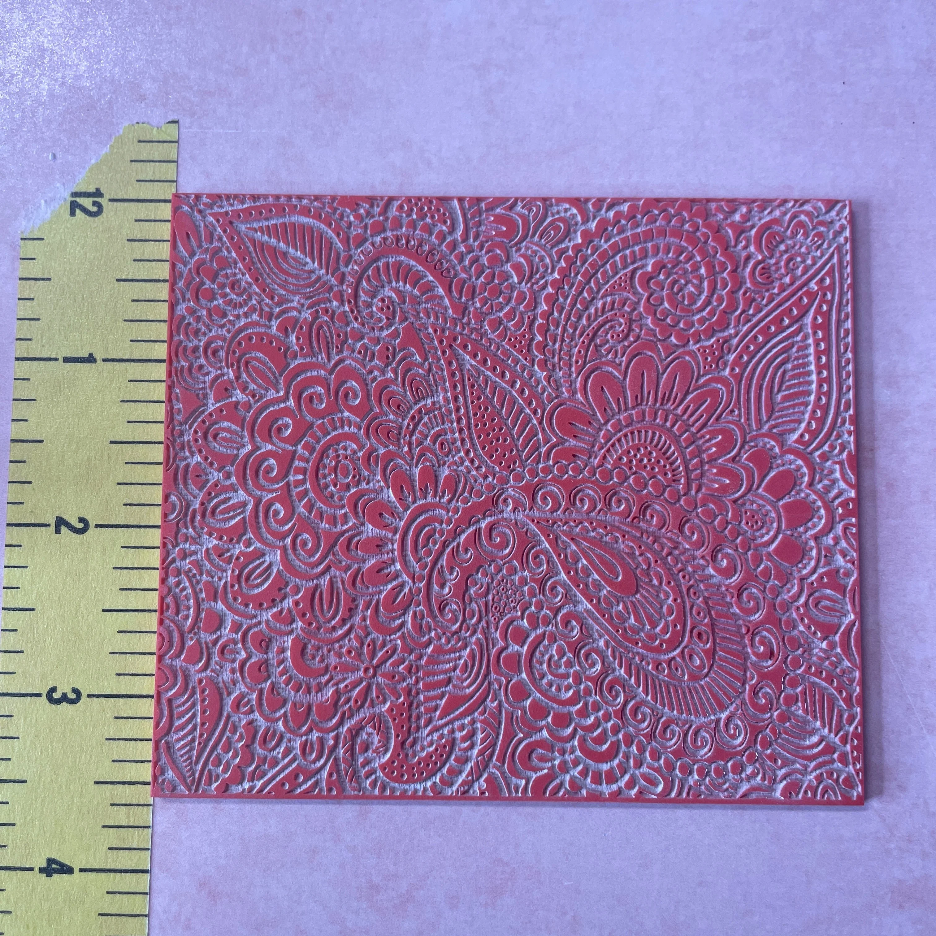 Paisley Garden Texture Mat rubber Stamp for polymer clay paper Gelli plate and resin ZIA zentangle inspired - Image 5