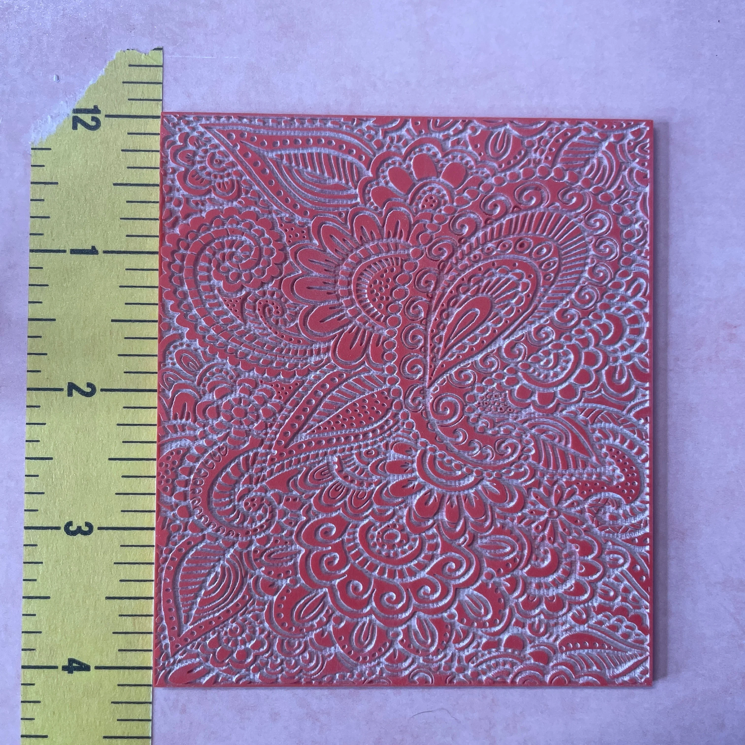 Paisley Garden Texture Mat rubber Stamp for polymer clay paper Gelli plate and resin ZIA zentangle inspired - Image 6