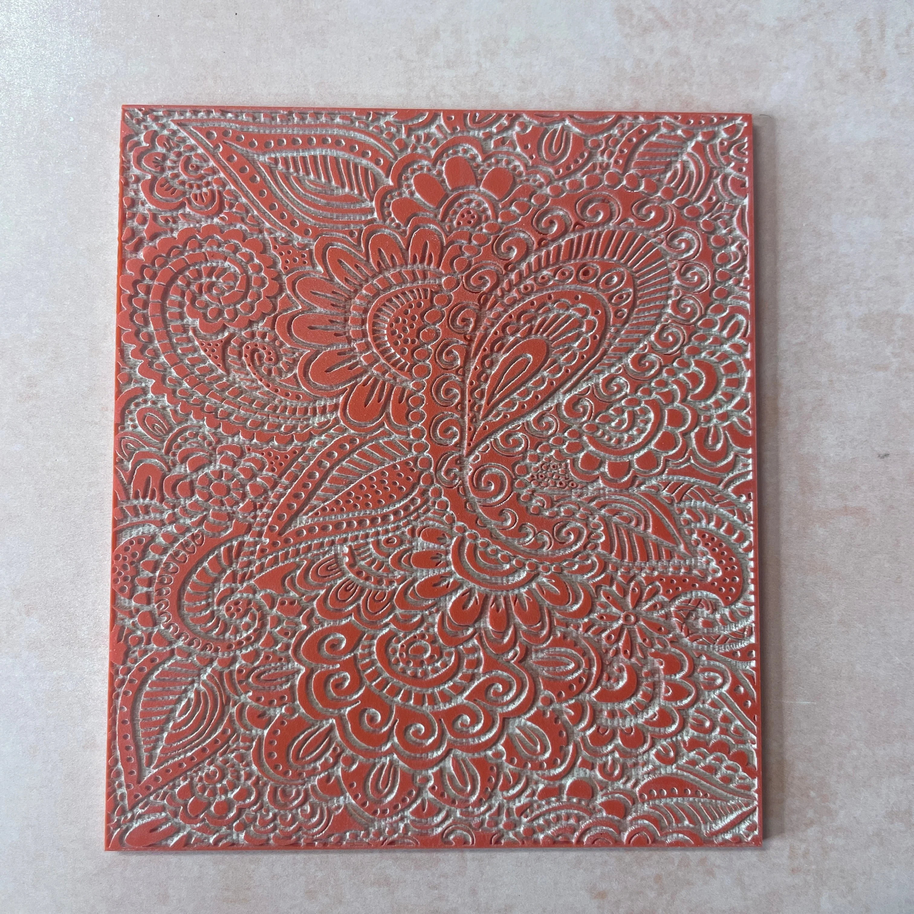 Paisley Garden Texture Mat rubber Stamp for polymer clay paper Gelli plate and resin ZIA zentangle inspired - Image 7