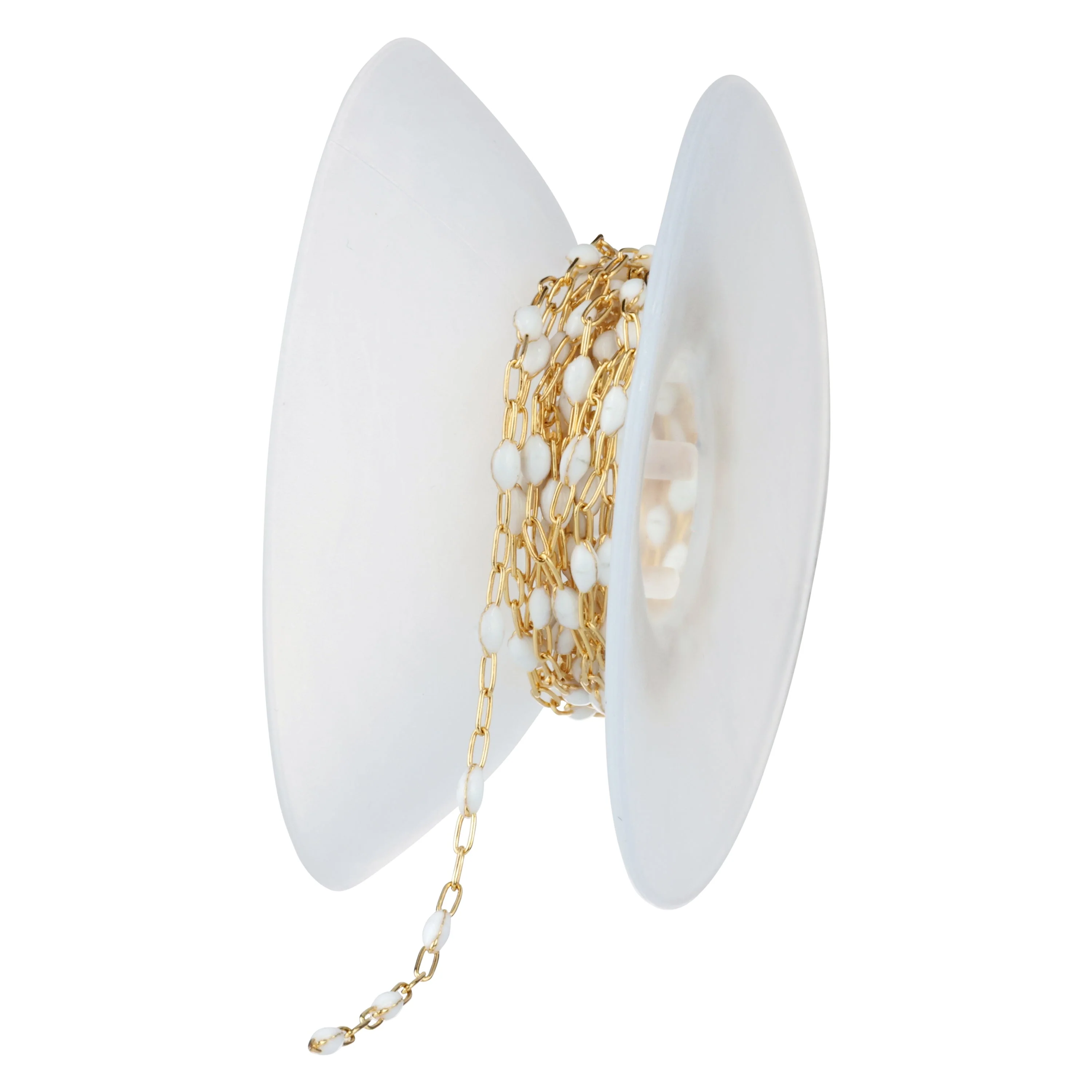 Pure White Paperclip Enamel Gold Fill Chain, 1.5MM, Chain for Permanent Jewelry - Image 2
