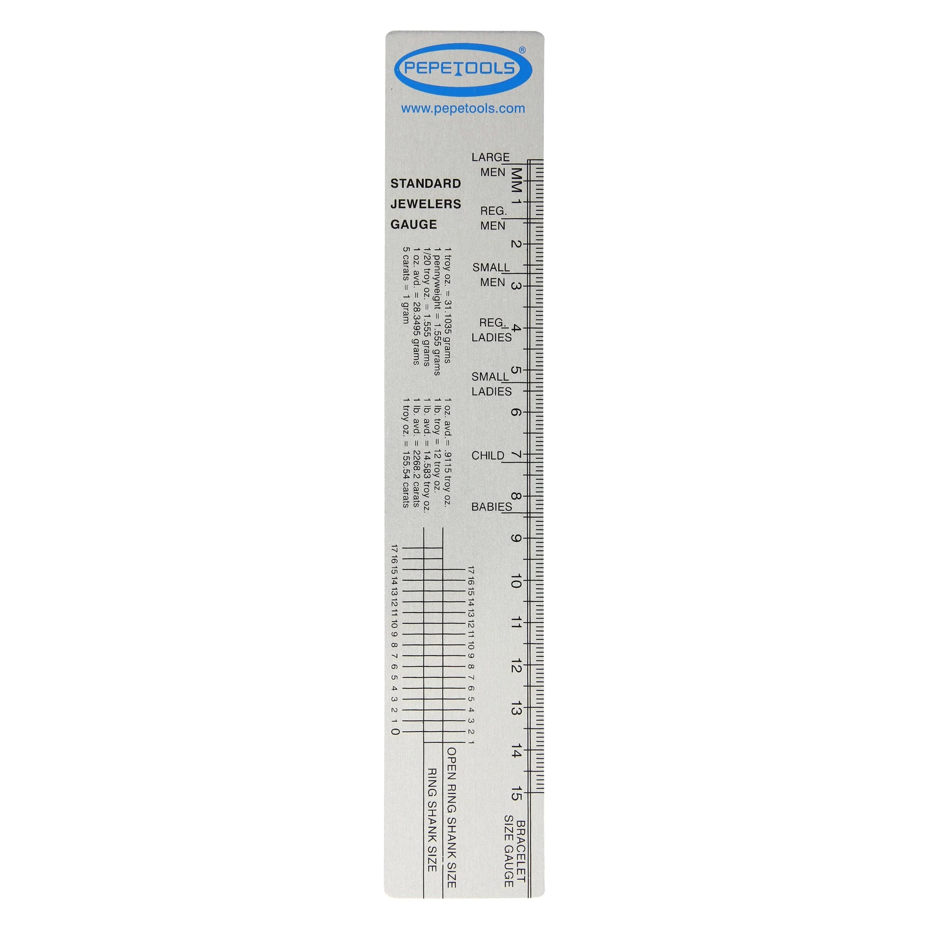 Standard Jeweler's Gauge Ruler – Ring & Bracelet Sizing Tool